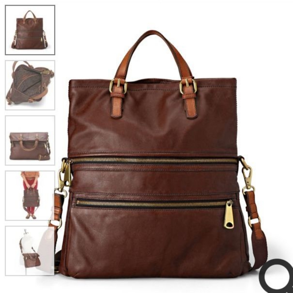 Fossil Explorer Foldover Tote Brown